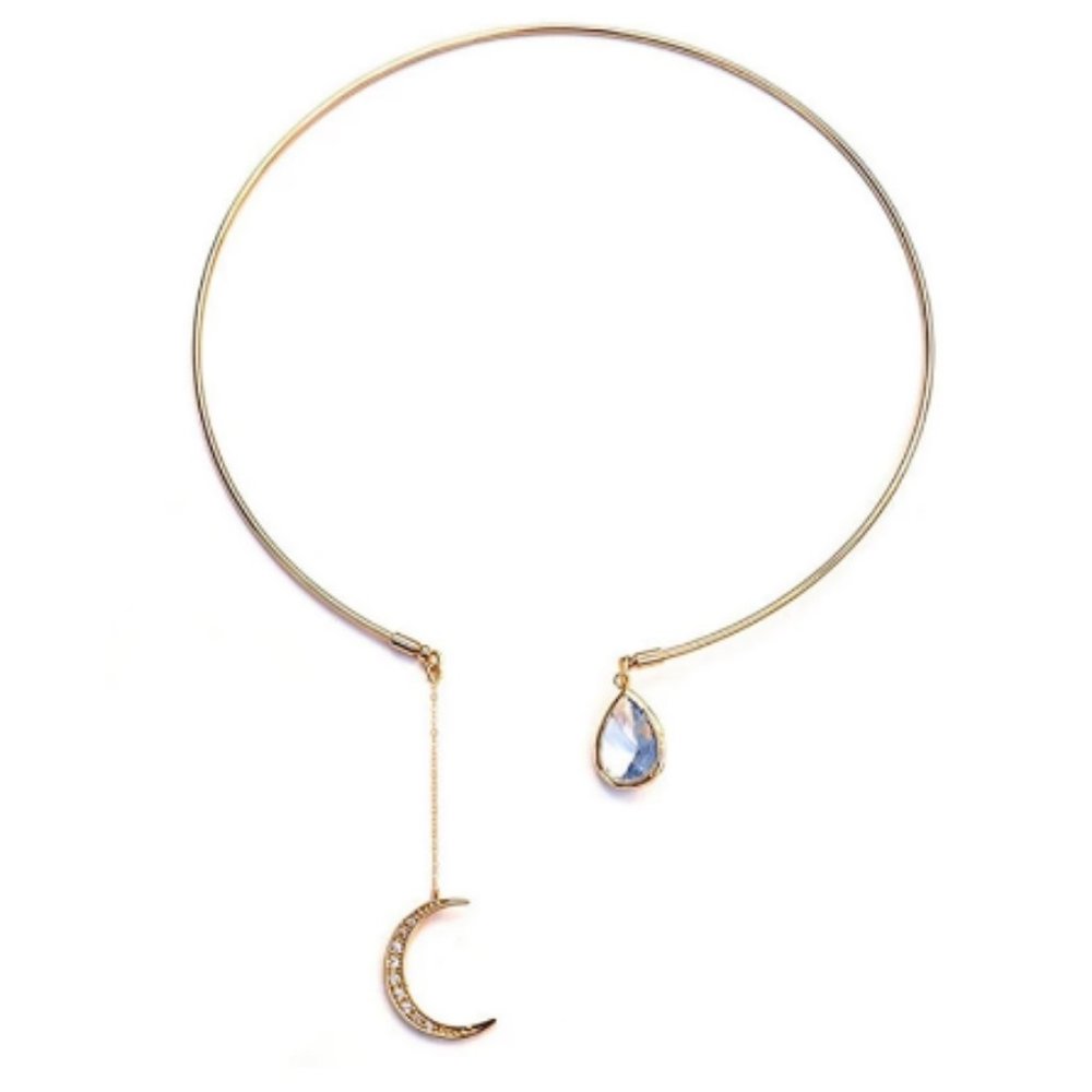 Moon & Drop Open Necklace